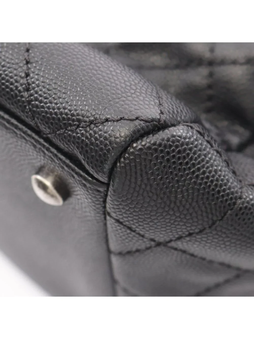 Chanel Tote Bag Quilted 2-Way Black Caviar Leather Chain
